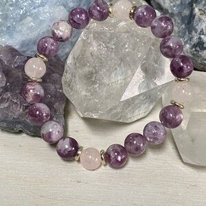 Lepidolite & Rose Quartz Gemstone Bracelet
